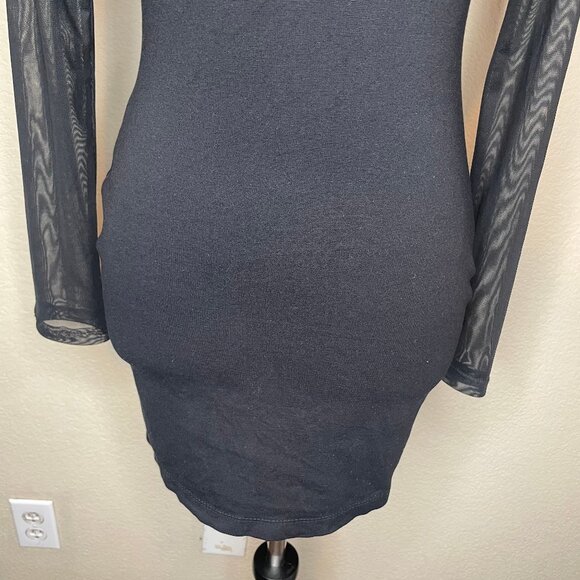 Windsor Black Studded Mesh Keyhole Bodycon Mini Dress Sz Med Going Out Feminine - Picture 5 of 11